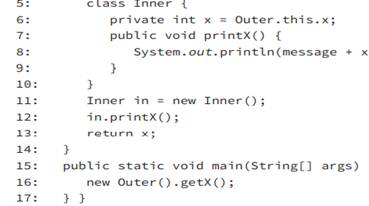 What is the result of the following code? A. x is 0. B. x is 24. C. Line 6 generates a compiler...-2