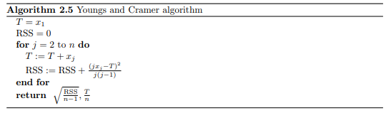 Show that upon completion Algorithm 2.3 will return the sample residual sum-ofsquares. Show that the...