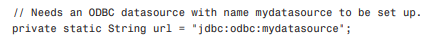 The program accesses a datasource called mydatasource. If you want to use the sample database in the...