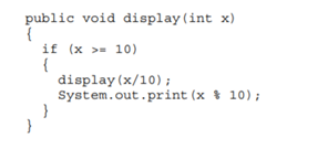 What is the output from the following method when called with the argument x = 2009?