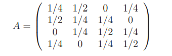 Write the following bi-stochastic matrix A as a convex combination of permutation matrices: