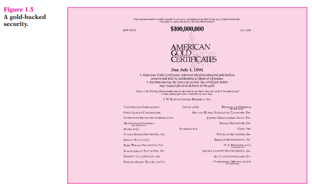 Consider Figure 1.5 above, which describes an issue of American gold certificates. a. Is this issue...