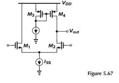 Determine the supply rejection of the circuit shown in Fig. 5.67.