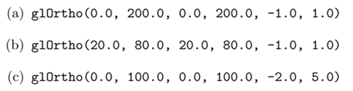 Change the viewing box of square.cpp by replacing glOrtho(0.0, 100.0, 0.0, 100.0, -1.0, 1.0)...