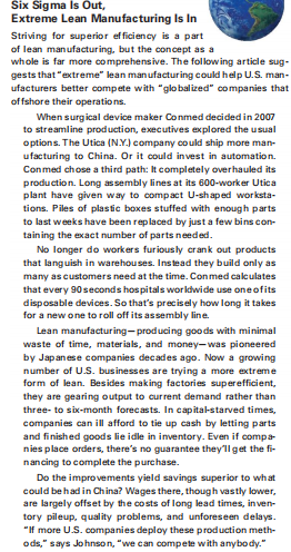 Do you agree with the article’s assertion that “extreme lean” manufacturing processes could be the...