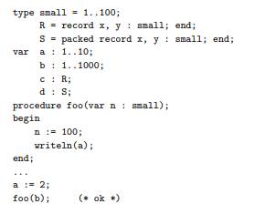 Fields of packed records (Example 7.39) cannot be passed by reference in Pascal. Likewise, when...-1