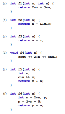 Classify the following functions as pure or impure. x is a global variable and LIMIT is a global...