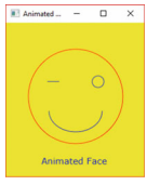 Make some alterations to the animated face application that we developed in Sect. 20.8.3. Here are...