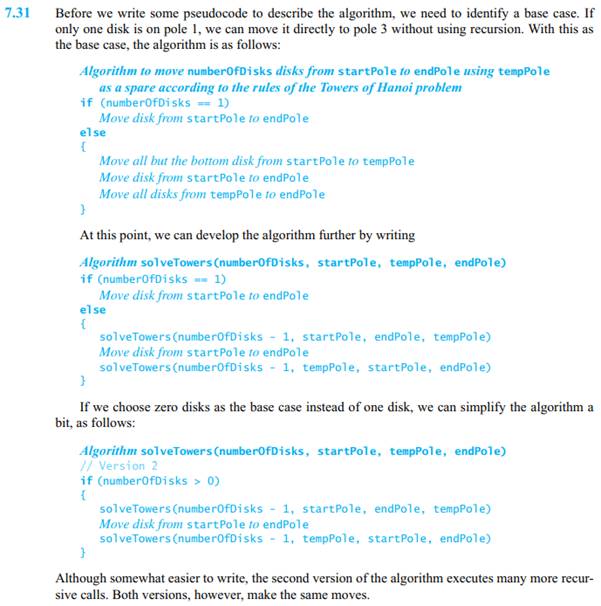 For three disks, how many recursive calls are made by each of the two solve Towers algorithms given...