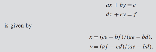 The solution of the two linear simultaneous equations If ( ) is small, rounding error may cause...-1