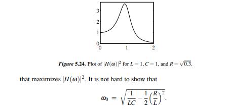 Consider the series RLC circuit shown in Figure 5.23. The voltage transfer function is shown in...-2