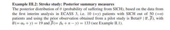 Determine the posterior summary measures of Examples III.2 and III.3 using FirstBayes.-1