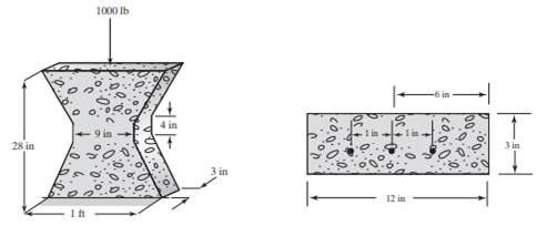 The concrete table column-support in Problem 2 is reinforced with three ½ in steel rods, as shown in...