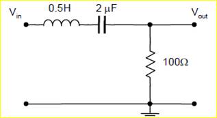 Calculate the centre frequency of the following bandpass filter circuit: