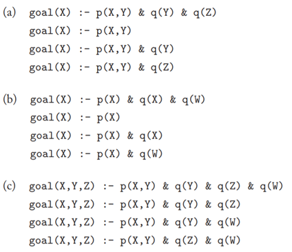 For each of the following groups of query rules, select the alternative that is equivalent to the...