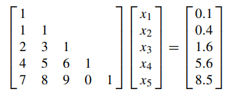 Write a program to perform forward substitution. Test it by solving the following system