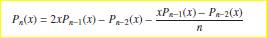 An alternative recurrence relation for Legendre polynomials is: Compare with the output of...