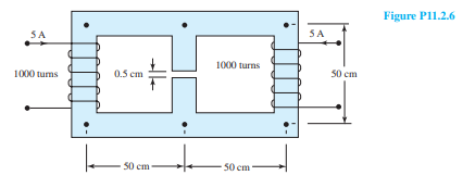 The configuration of a magnetic circuit is given in Figure P11.2.6. Assume the permeability of the...