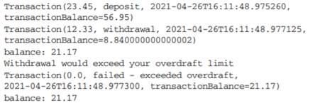 • The aim of this exercise is to create an inner class DefaultTransaction to represent a financial...-3