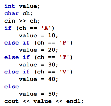 Rewrite the following code fragment so that a switch is used instead of the if/else statements.