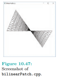 Run bilinearPatch.cpp, which implements precisely Equation (10.20). Press the arrow keys to refine...