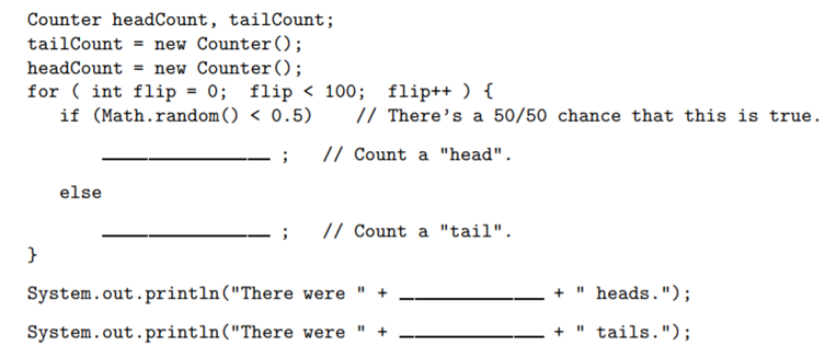 This problem uses the Counter class from the previous question. The following program segment is...