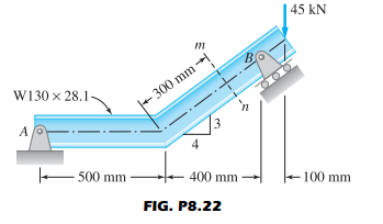 The structural member is fabricated by welding two W130 × 28:1 sections together at an angle....