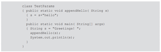 Suppose that we tried to write a procedure in Java that would append “hello” to the end of a string:...