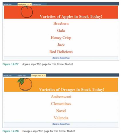 Create an empty Web Site application named Market and save it in the VB2015\Chap12 folder. Add three...-2