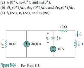 Refer to the circuit shown in Fig. 8.64. Calculate:...