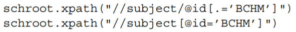 Please give an example of an XPath expression that uses . in a non-trivial way, and describe what...