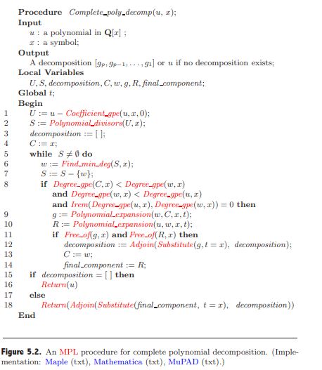 Let u(x)=(x 2 + 1)?(x 2 + 1)?(x 2 + 1). What decomposition is produced for this polynomial by the...