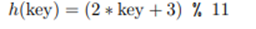 Do the same as in Exercise 11.1 but use the following hash function to map the keys to the table...