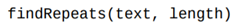 Write a function that locates all words with the given length that are repeated consecutively in the...-1