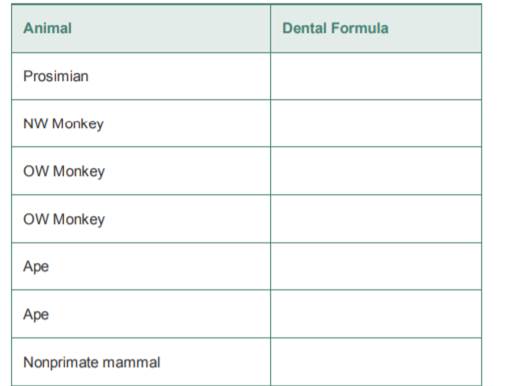 Examine the dental arcade of the primates set out by your instructor, count the tooth types, and...