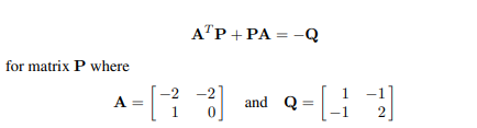 Solve the Lyapunov equation