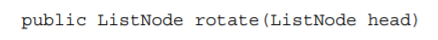 Write a method that takes a linked list referred to by head, splits off the first node, and appends...