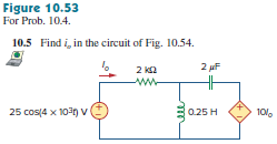 Find Io in the circuit below by using the Node Voltage Method Figure 10.53 For Prob. 10.4. Findi in...