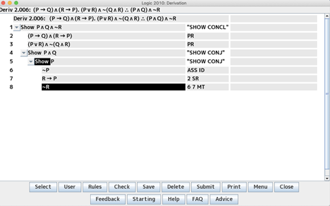 Logic 2010: Deriv 2.006 Derivation in Intro to Symbolic Logic or PHIL 310 Logic 2010: Deriv 2.006...