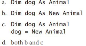 Which of the following instantiates an Animal object and assigns it to the dog variable?