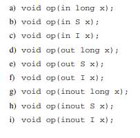 Given module M: Insert the following definitions of operation op() and inspect what the IDL compiler...-2