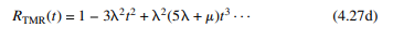 Compare the effects of repair on TMR reliability by plotting Eq. (4.27e), including the third term,...-3