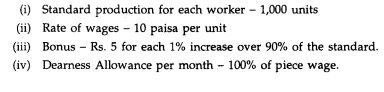 Calculate total monthly remuneration of workers A, B, C and D on the basis of the following...-1