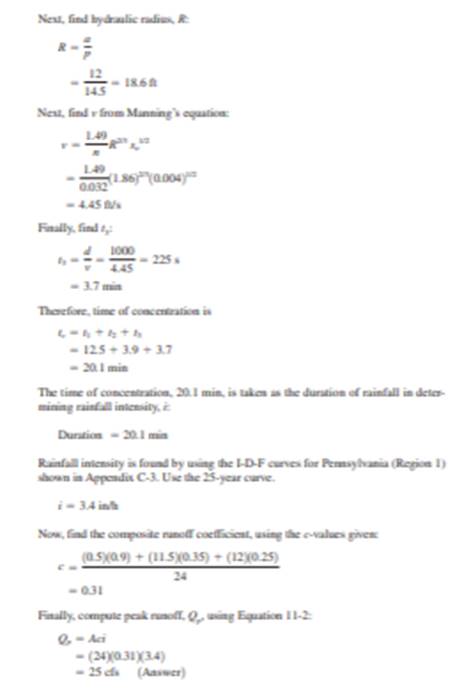 Calculate peak runoff using the NRCS Method for the watershed shown in Figure 10-30 for the 100-year...-4