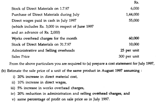 A factory produces and sold 1,000 units of a product in July 1997 for which the following...