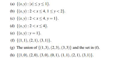 For each of the following two-dimensional sets, determine whether or not it is a Cartesian product....