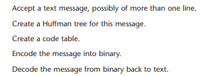 Write a program to implement Huffman coding and decoding. It should do the following: If the message...