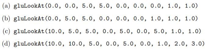 Compute the direction of the top of the camera for each of the following viewing transformations: