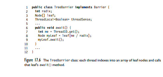 A tournament tree barrier (Class TourBarrier in Fig. 17.16) is an alternative tree-structured...-3