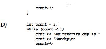 How many times will “ Sunday\n” be printed in each of the following program segments? what is the...-2